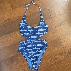 🌊 Aerie Blue Print Cut Out One Piece 🌊